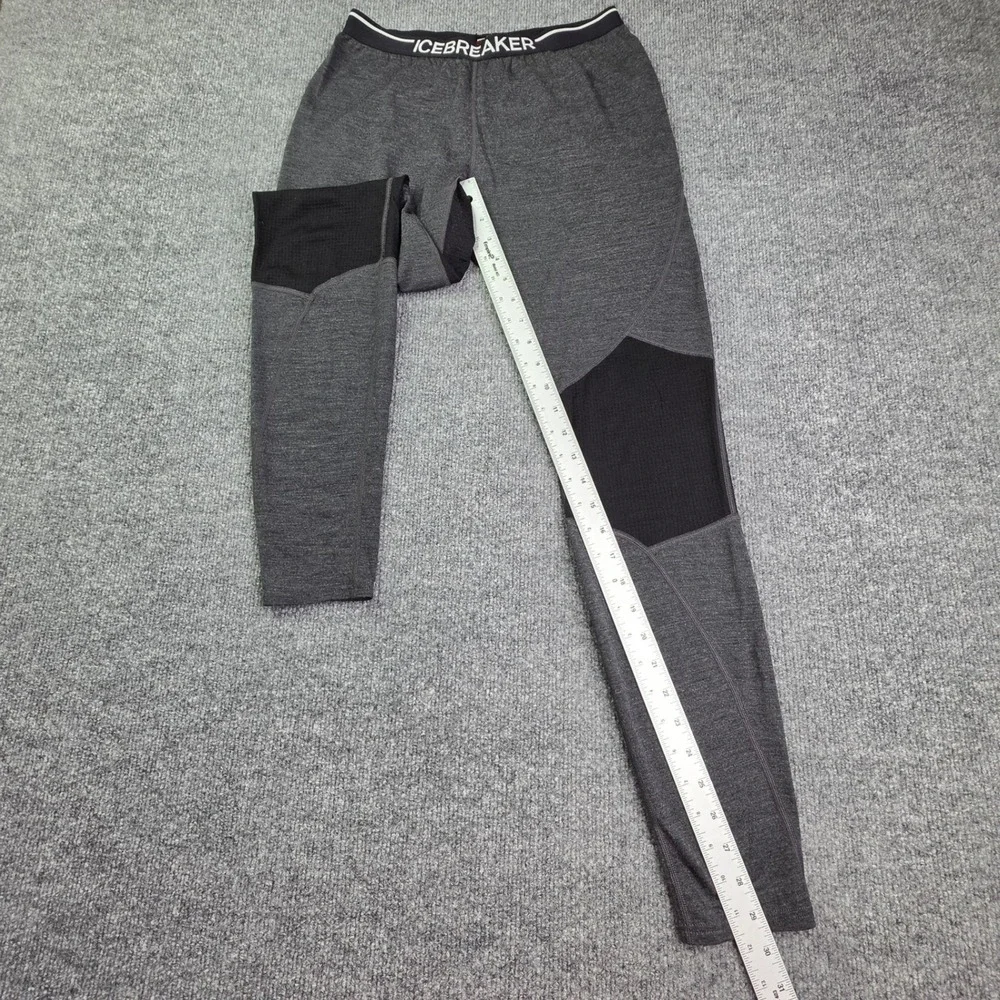 Icebreaker Bodyfit Zone Leggings Mens L Gray Merino Wool Base Layer Pants